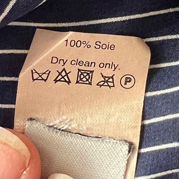 Madewell Blue and White Striped Silk Shirt Size S - Picture 7 of 8